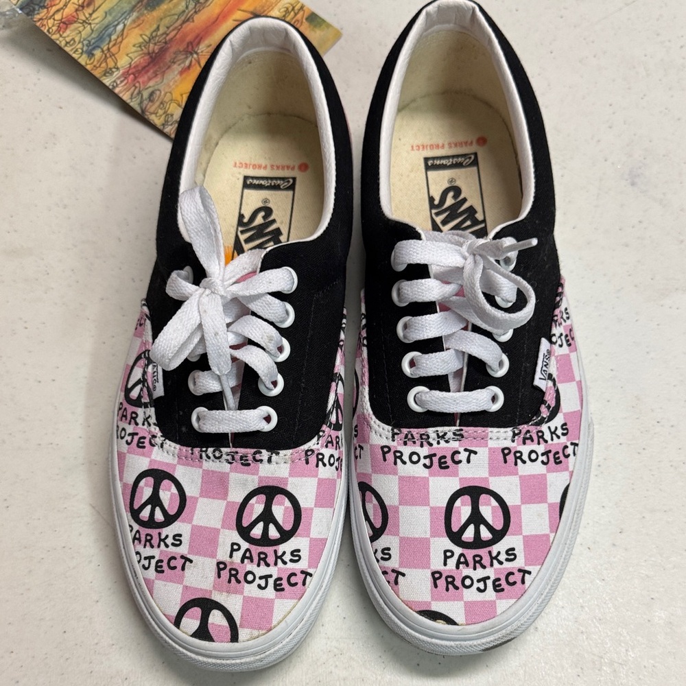 Vans Black and Pink Peace Project Sneakers